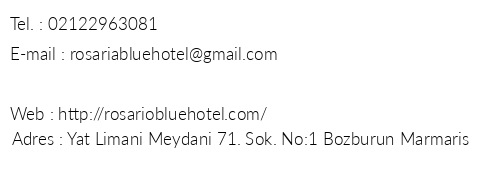 Rosario Blue Hotel telefon numaralar, faks, e-mail, posta adresi ve iletiim bilgileri